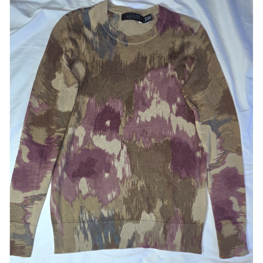 Lauren Ralph Lauren Crewneck Long Sleeve Belt Print Sweater Women's Size XS NWOT